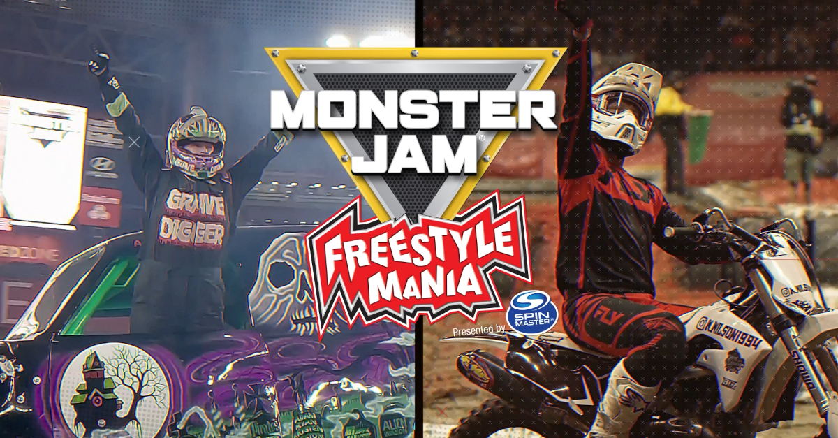 Monster Jam Freestyle Mania 2026 at Kia Center Orlando featuring Grave Digger and FMX riders